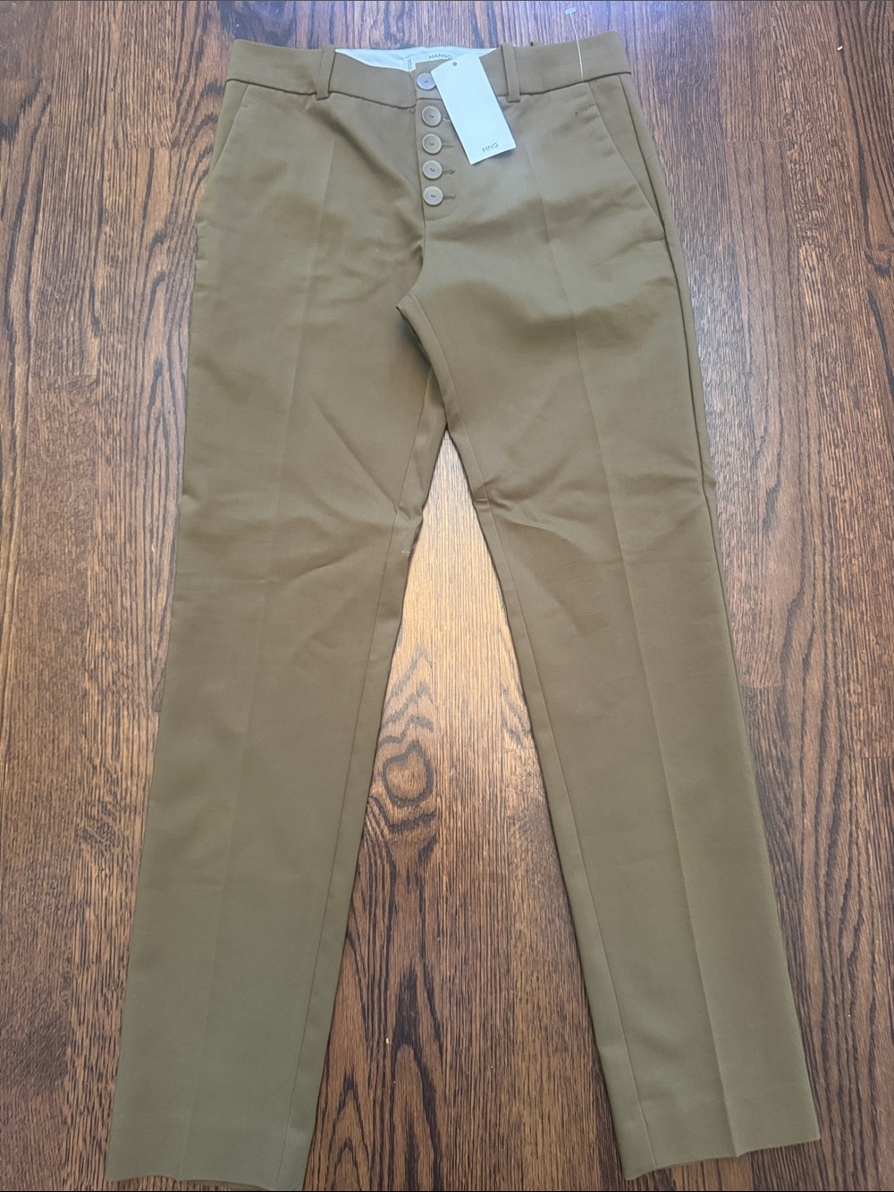 🤪🤪 🥭 MANGO Men's Button-Fly Dress Pants in Olive Green